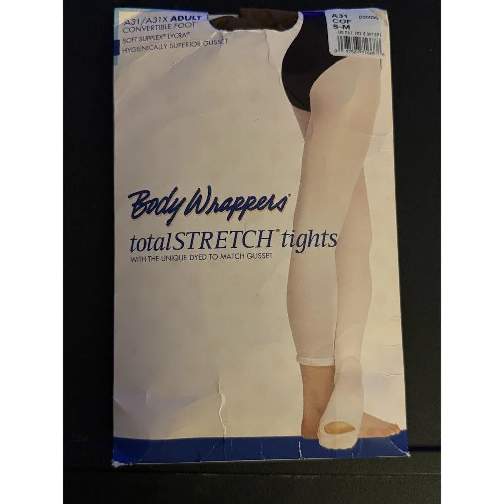 Body Wrappers Total Stretch Tights S-M Adult  Convertible Foot A31/A31X Lycra